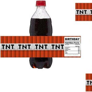 Custom Designed Birthday Party Water Bottle Labels, Gaming Theme Decorations
